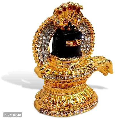 Lord Shiv/Mahadev/Bhole Baba Mini Shivling Golden Metal God Stand-thumb4