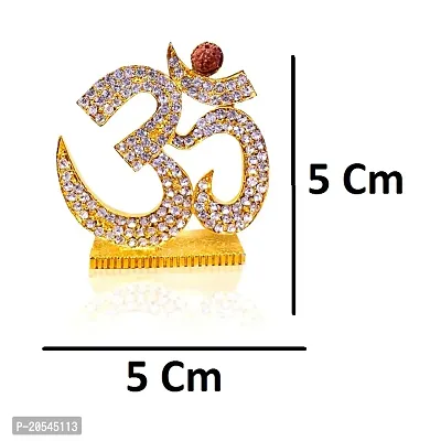 Adhvik Metal Hindu Om Rudraksha Shiv/mahadev/bhole Baba Rhinestone Symbol Idol for Gifting, Home and Office Table, and Car Dashboard Decor Showpiece Small Size ( 5 X 5 Cm) Multicolor Pack of 1-thumb3