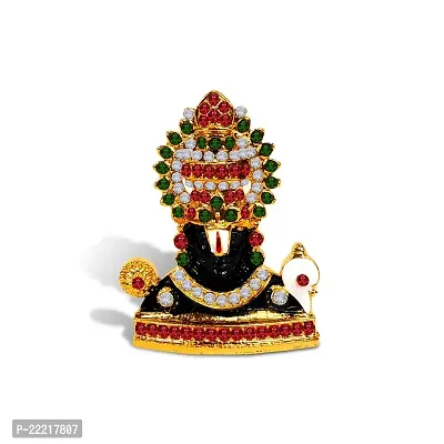 Adhvik Lord Tirupati Balaji/venkateswara Face Multi-Stone God Stand Idol (Mini Mukh Balaji St/1046/col) Black Color Metal God Stand for Home Deacute;cor/car Dashboard/temple Puja/office Table Showpiece-thumb5