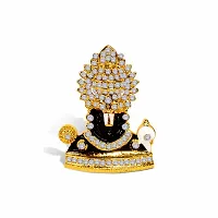 Adhvik Lord Tirupati Balaji/vyankatesh Face White-Stone God Stand Idol (Mini Mukh Balaji St/1046/ws) Black Color Metal God Stand for Home Deacute;cor/car Dashboard/temple Puja/office Table Showpiece-thumb4