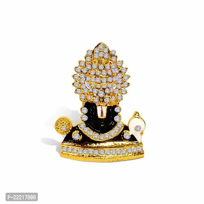 Adhvik Lord Tirupati Balaji/vyankatesh Face White-Stone God Stand Idol (Mini Mukh Balaji St/1046/ws) Black Color Metal God Stand for Home Deacute;cor/car Dashboard/temple Puja/office Table Showpiece-thumb5