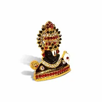 Adhvik Lord Tirupati Balaji/venkateswara Face Multi-Stone God Stand Idol (Mini Mukh Balaji St/1046/col) Black Color Metal God Stand for Home Deacute;cor/car Dashboard/temple Puja/office Table Showpiece-thumb2