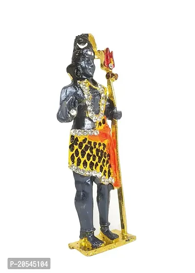 Adhvik Metal Antique Standing Shiv/mahadev/bhole Baba with Trishul Rhinestone Symbol Idol for Gifting, Home and Office Table, and Car Dashboard Decor Showpiece ( Size 9.5 X 2.5 Cm) Black Color Pack of 1-thumb3