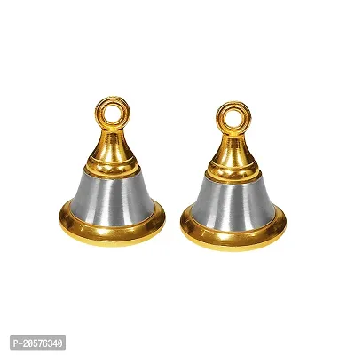 Adhvik Traditional Brass (Small 2 No ) Hanging Puja Pooja  Other Rituals Bell Ghanti for House  Temple Poojan Purpose Spiritual Gift Item (Pack Of 2)