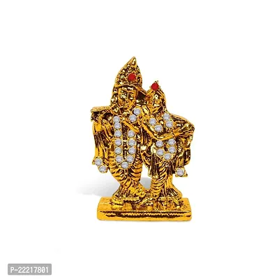 Adhvik Standing Radha Krishna Idol (Mini Radha Krishna St/612) Golden Antique Metal God Stand for Home Deacute;cor/car Dashboard/mandir Pooja Murti/temple Puja/office Table Showpiece-thumb5