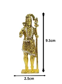 Adhvik Metal Antique Standing Shiv/mahadev/bhole Baba with Trishul Rhinestone Symbol Idol for Gifting, Home and Office Table, and Car Dashboard Decor Showpiece ( Size 9.5 X 2.5 Cm) Golden Color Pack of 1-thumb1