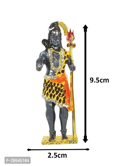 Adhvik Metal Antique Standing Shiv/mahadev/bhole Baba with Trishul Rhinestone Symbol Idol for Gifting, Home and Office Table, and Car Dashboard Decor Showpiece ( Size 9.5 X 2.5 Cm) Black Color Pack of 1-thumb2