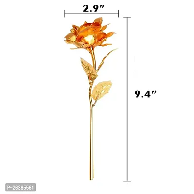 Adhvik HHGV0002-07 Golden Rose Flower with Golden Leaf with Gift Box Valentine Gift for Girlfriend, Boyfriend, Husband and Wife Special Gift Pack-thumb2