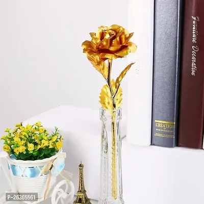 Adhvik HHGV0002-07 Golden Rose Flower with Golden Leaf with Gift Box Valentine Gift for Girlfriend, Boyfriend, Husband and Wife Special Gift Pack-thumb3