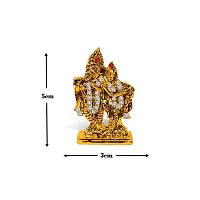 Adhvik Standing Radha Krishna Idol (Mini Radha Krishna St/612) Golden Antique Metal God Stand for Home Deacute;cor/car Dashboard/mandir Pooja Murti/temple Puja/office Table Showpiece-thumb1