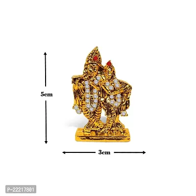 Adhvik Standing Radha Krishna Idol (Mini Radha Krishna St/612) Golden Antique Metal God Stand for Home Deacute;cor/car Dashboard/mandir Pooja Murti/temple Puja/office Table Showpiece-thumb2