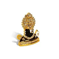 Adhvik Lord Tirupati Balaji/vyankatesh Face White-Stone God Stand Idol (Mini Mukh Balaji St/1046/ws) Black Color Metal God Stand for Home Deacute;cor/car Dashboard/temple Puja/office Table Showpiece-thumb2