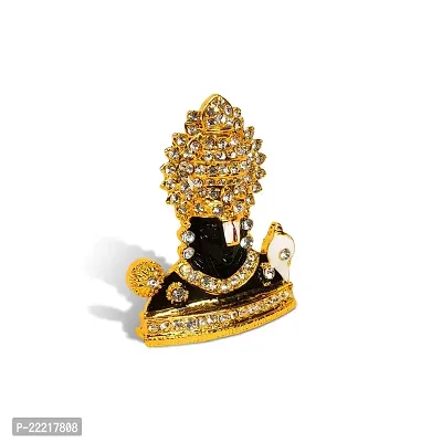 Adhvik Lord Tirupati Balaji/vyankatesh Face White-Stone God Stand Idol (Mini Mukh Balaji St/1046/ws) Black Color Metal God Stand for Home Deacute;cor/car Dashboard/temple Puja/office Table Showpiece-thumb3