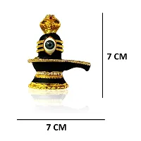 Adhvik Metal Shiva,mahadev,bholebaba Shivling Lingam with Eye Metal Idol for Gifting, Home and Office Table, and Car Dashboard Decor Showpiece Small Size (7 X 7 Cm) Black and Golden Color Pack of 1-thumb1