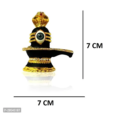 Adhvik Metal Shiva,mahadev,bholebaba Shivling Lingam with Eye Metal Idol for Gifting, Home and Office Table, and Car Dashboard Decor Showpiece Small Size (7 X 7 Cm) Black and Golden Color Pack of 1-thumb2