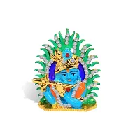 Adhvik Kahna/krishna Face with Flute/basuri Idol (Mini Mayurpankh Krishna St/828) Multicolor Metal God Stand for Home Deacute;cor/car Dashboard/mandir Pooja Murti/temple Puja/office Table Showpiece-thumb4