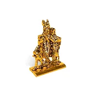 Adhvik Radha Krishna Standing with Cow Idol (Mini Cow Rk St/655) Golden Antique Metal God Stand for Home Deacute;cor/car Dashboard/mandir Pooja Murti/temple Puja/office Table Showpiece-thumb2