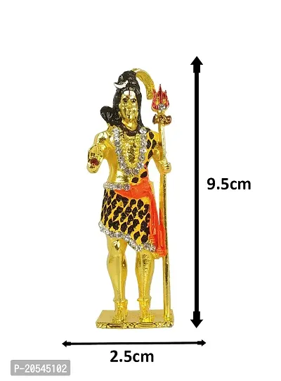 Adhvik Metal Antique Standing Shiv/mahadev/bhole Baba with Trishul Rhinestone Symbol Idol for Gifting, Home and Office Table, and Car Dashboard Decor Showpiece ( Size 9.5 X 2.5 Cm) Multicolor Pack of 1-thumb2