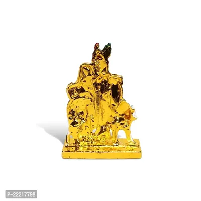 Adhvik Radha Krishna Standing with Cow Idol (Mini Cow Rk St/655) Multicolor Metal God Stand for Home Deacute;cor/car Dashboard/temple Puja/office Table Showpiece-thumb4