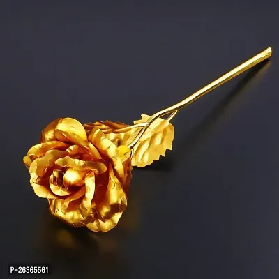Adhvik HHGV0002-07 Golden Rose Flower with Golden Leaf with Gift Box Valentine Gift for Girlfriend, Boyfriend, Husband and Wife Special Gift Pack-thumb4