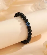 Adhvik Stretchable Elastic Black 8mm Moti Beads/Stone Evil Eye Nazar Suraksha Kavach Freindship Wrist Band Cuff Bracelet-thumb2