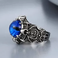 Adhvik Unisex Stainless Steel Adjustable/Openable Funky Blue Crystal Glasses 3d Devil/Dragon Demons Evil Eye Thumb Finger Ring (Free Size)-thumb3