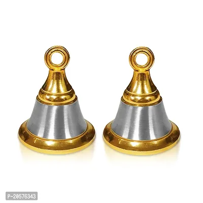 Adhvik Traditional Brass (Medium 3 No ) Hanging Puja Pooja  Other Rituals Bell Ghanti for House  Temple Poojan Purpose Spiritual Gift Item (Pack Of 2)-thumb0