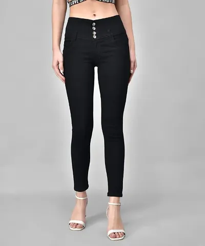 Elegant Denim Mid Rise Stretchable Jeans For Women