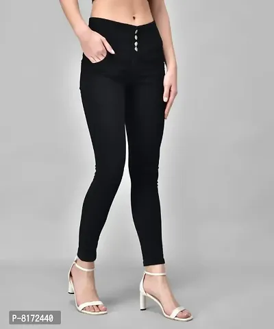 Alluring Denim Lycra Solid Jeans for Womens-thumb3