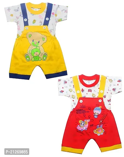 INFANT Cotton Dungaree for Baby Boys  Girls_Pack of 2 (Multicolor 12, 6-9 Months)-thumb0