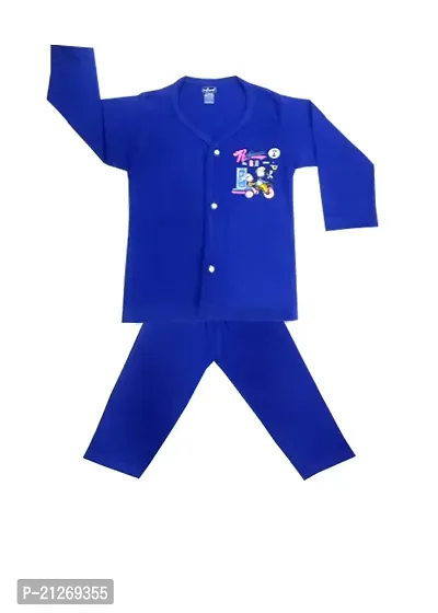 INFANT Cotton Full sleeve Stylish Tshirt  Pant for Baby Boys  Baby Girls Casual Dress.(Blue)-thumb0