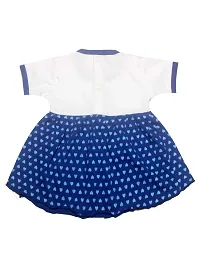 INFANT Baby Girls Cotton Half Sleeve Frock Dress (Blue  White; 3-6 Months)-thumb1