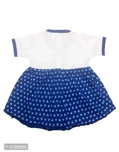 INFANT Baby Girls Cotton Half Sleeve Frock Dress (Blue  White; 3-6 Months)-thumb2