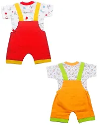 INFANT Cotton Dungaree for Baby Boys  Girls (Pack of 2) (Multicolor 1, 6-9 Months)-thumb1