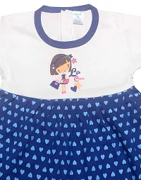 INFANT Baby Girls Cotton Half Sleeve Frock Dress (Blue  White; 3-6 Months)-thumb2