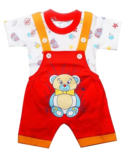 INFANT Cotton Dungaree For Baby Boys & Girls Red,Blue (PACK OF 2)