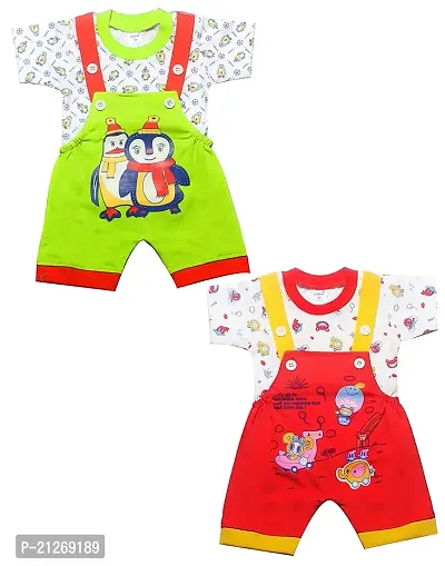 INFANT Cotton Dungaree for Baby Boys  Girls_Pack of 2 (Multicolor 10, 9-12 Months)-thumb0