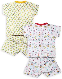 INFANT Cotton Half Sleeve Stylish Top  Half Pant (Multicolor; 6-12 Months)-thumb1