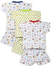 INFANT Cotton Half sleeve Stylish All over desighn Top  Half Pant (Pack of 3)-thumb1