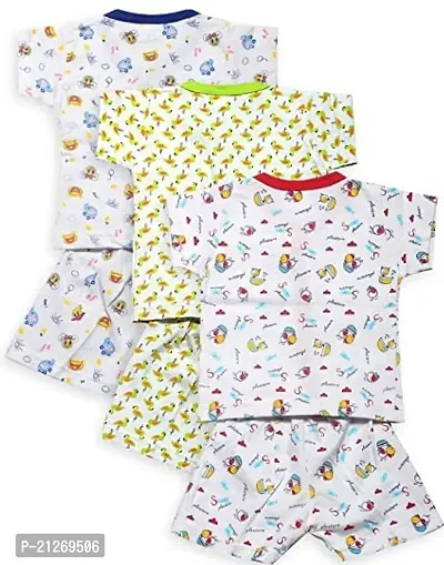 INFANT Cotton Half sleeve Stylish All over desighn Top  Half Pant (Pack of 3)-thumb2