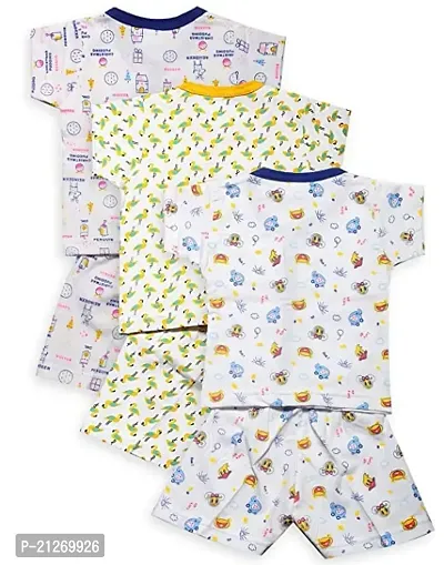 INFANT Cotton Half sleeve Stylish All over desighn Top  Half Pant (Pack of 3)-thumb2