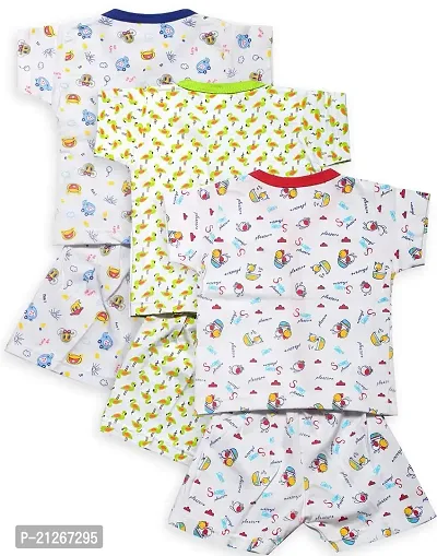 INFANT Cotton Half Sleeve Stylish Top  Half Pant Pack of 3 (Multi 2, 6-9 Years)-thumb2