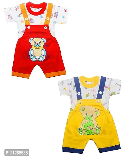 INFANT Cotton Dungaree for Baby Boys  Girls_Pack of 2 (Multicolor 8, 3-6 Months)-thumb0