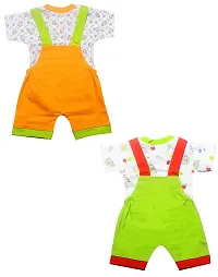 INFANT Cotton Dungaree For Baby Boys  Girls Yellow  Green 6-9 Month .(PACK OF 2)-thumb1