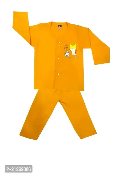 INFANT Cotton Full sleeve Stylish TShirt  Pant for Baby Boys  Baby Girls Casual Dress.(Orange)