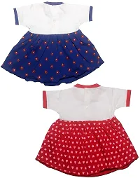 INFANT Baby Girls Cotton Half Sleeve Frock Dress (Multicolour; 9-12 Months) Pack of 2-thumb1