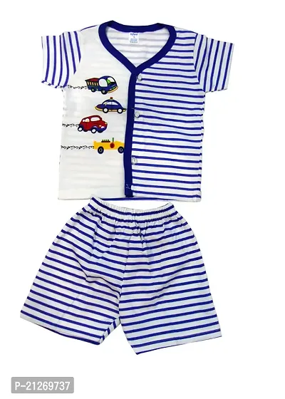 INFANT Cotton Half sleeve Stylish Top  Shorts. (3-6 month, Blue)