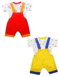 INFANT Cotton Dungaree for Baby Boys  Girls_Pack of 2 (Multicolor 7, 3-6 Months)-thumb1