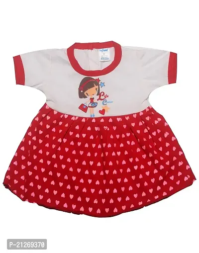 Infant Baby Girls halfSleve Knee Length Casual Frock Dress. Red