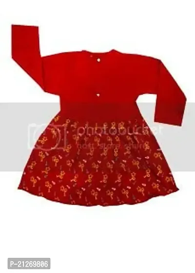 Infant Baby Girls Full Midi/Knee Length Casual Frock Dress.(Red)-thumb2